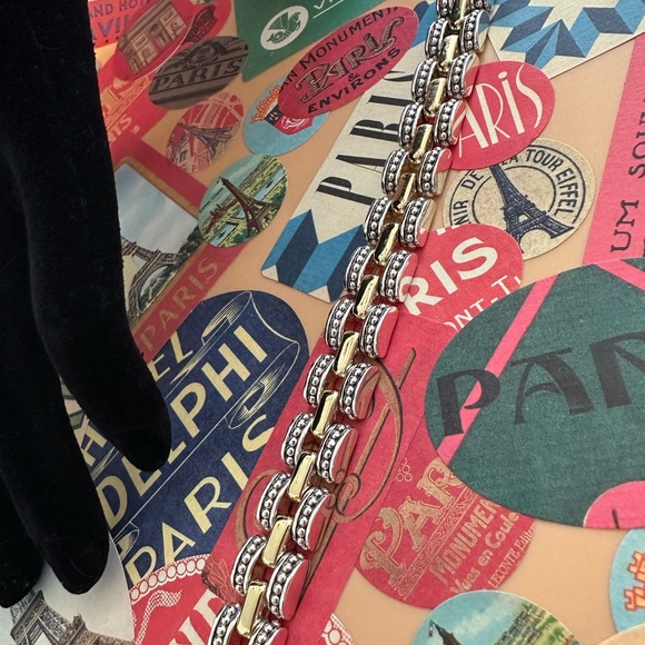 Lagos Silver and 18k Gold Caviar linked Bracelet - Picture 5 of 8